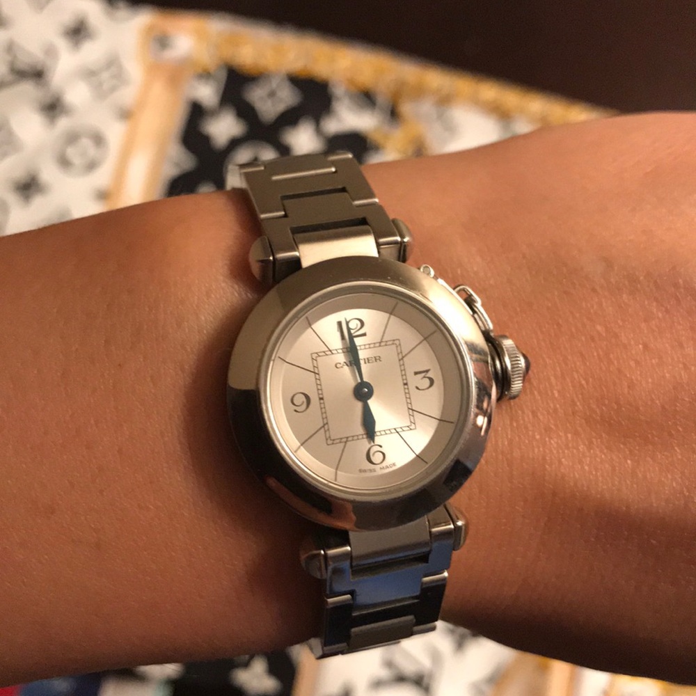 Cartier Miss Pasha Small Steel white Dail.